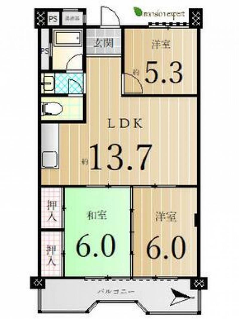 パルムハウス高松 の間取り画像