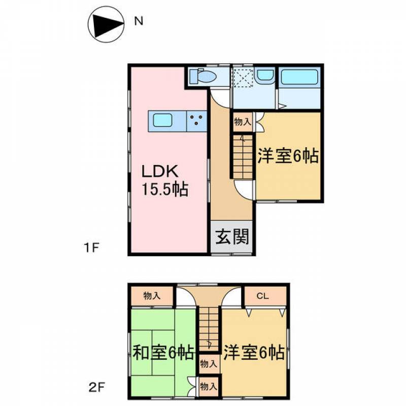 新居浜市中村 一戸建 の間取り画像