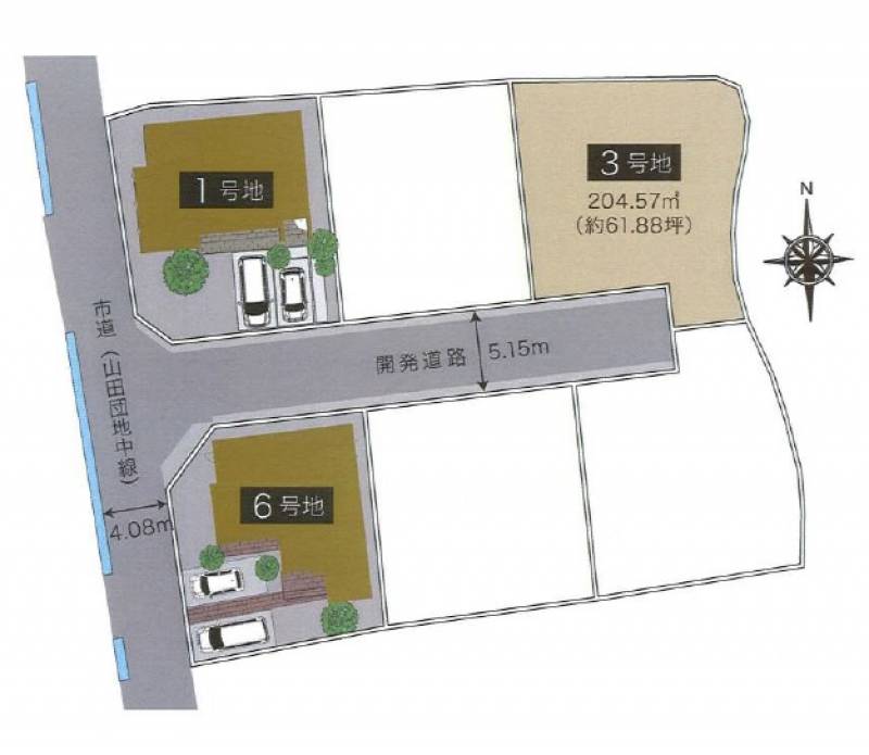 四国中央市具定町 シンケンタウン具定町3号地の区画図