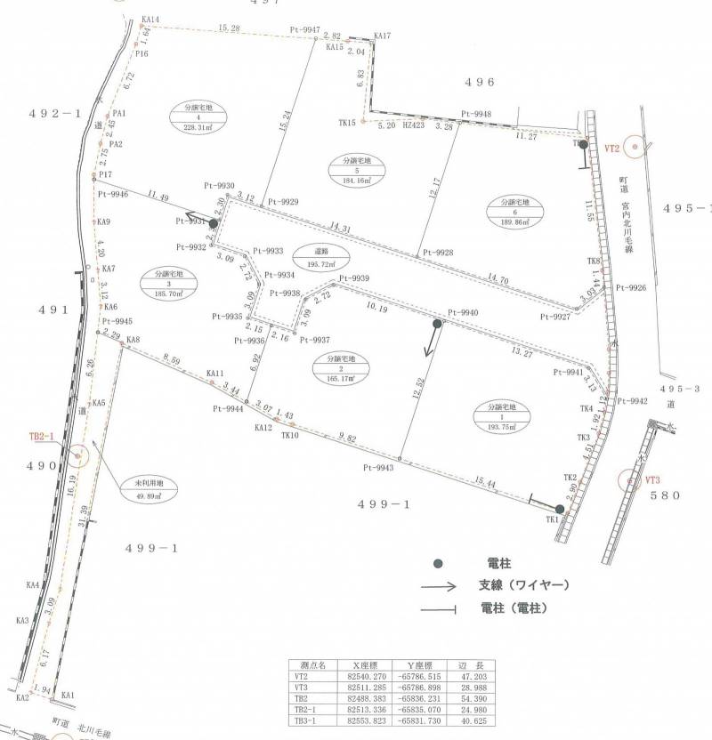 伊予郡砥部町北川毛 北川毛6区画　分譲地2号地の区画図