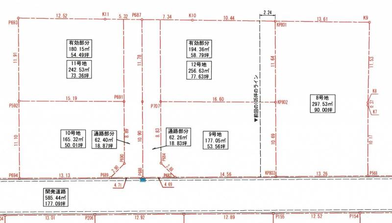 松山市北条辻 ⑪号の区画図