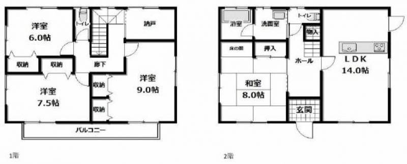 松山市山西町 一戸建 山西2階建ての間取り画像