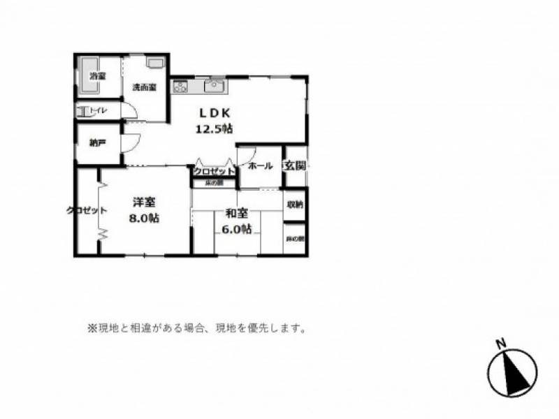 松山市山西町 一戸建 山西平屋の間取り画像