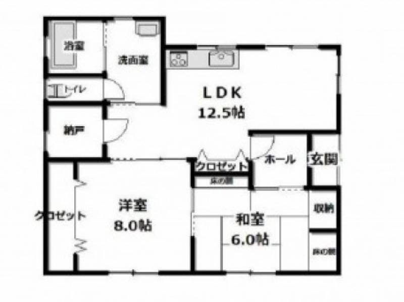 松山市山西町 一戸建 山西平屋の間取り画像