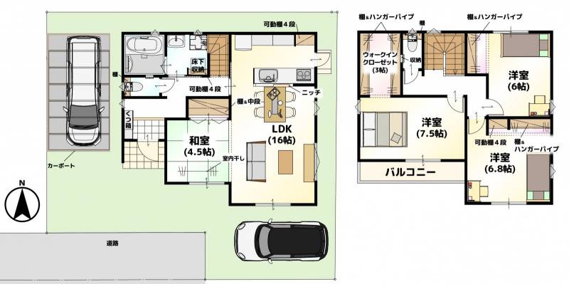 松山市高岡町 一戸建 LAVIE高岡2401Bの間取り画像