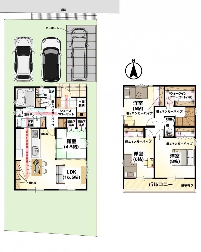 松山市吉藤 一戸建 LAVIE吉藤2401Aの間取り画像