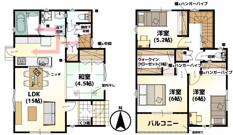 松山市平井町 一戸建 LAVIE平井2301の間取り画像