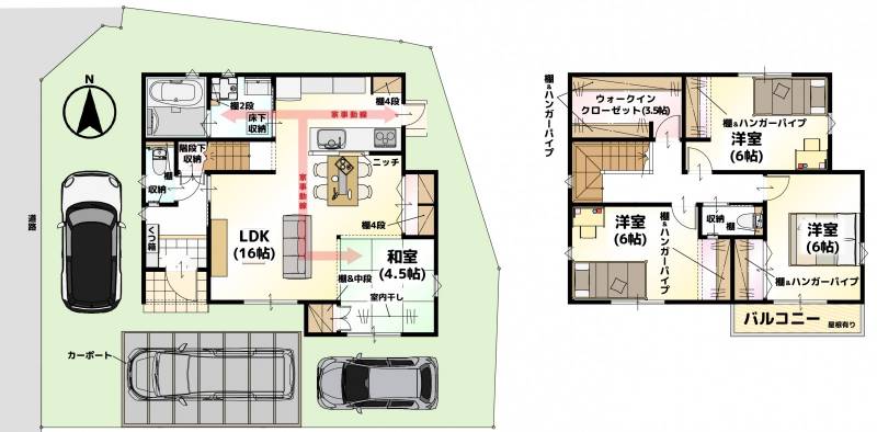 松山市桑原 一戸建 LAVIE桑原2401Aの間取り画像