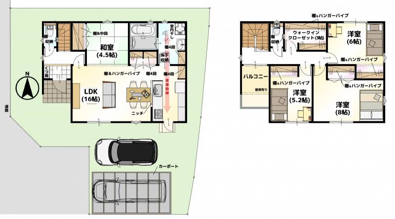 松山市桑原 一戸建 LAVIE桑原2401Bの間取り画像