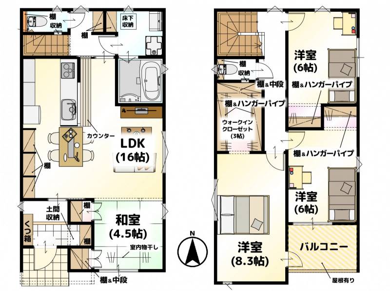 松山市来住町 一戸建 LAVIE来住2401Cの間取り画像