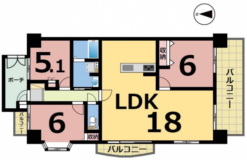 ダイアパレスシャトーヴュー萱町 の間取り画像