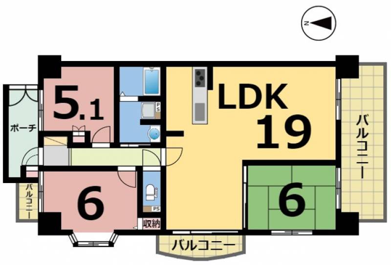 ダイアパレスシャトーヴュー萱町 の間取り画像