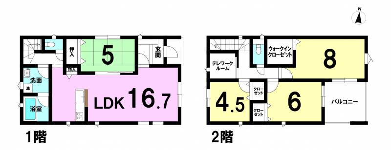 松山市北吉田町 一戸建 1号棟の間取り画像