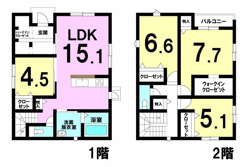 松山市西垣生町 一戸建 2号地の間取り画像