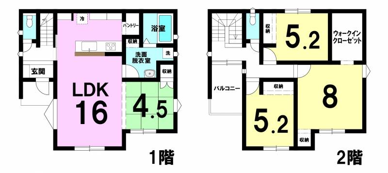 松山市東垣生町 一戸建 Bの間取り画像