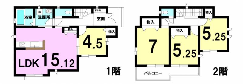 松山市市坪南 一戸建 2号棟の間取り画像