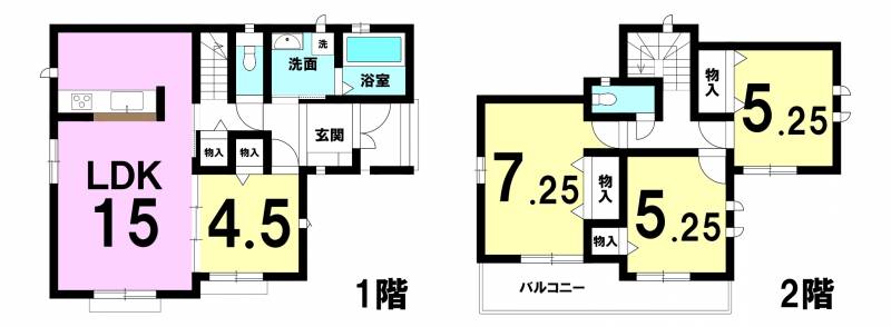 松山市市坪南 一戸建 3号棟の間取り画像