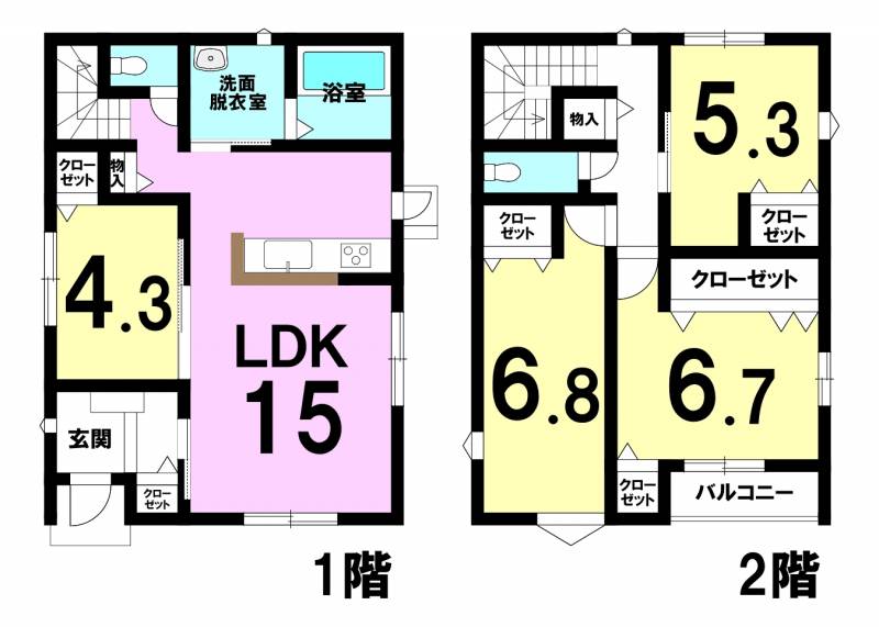 松山市余戸東 一戸建 2号棟の間取り画像