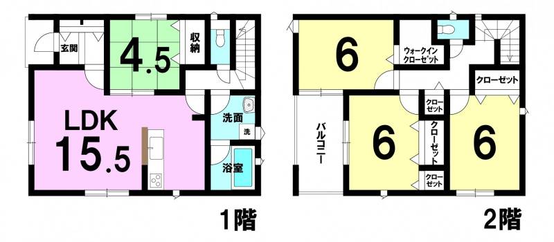 伊予市下吾川 一戸建 の間取り画像