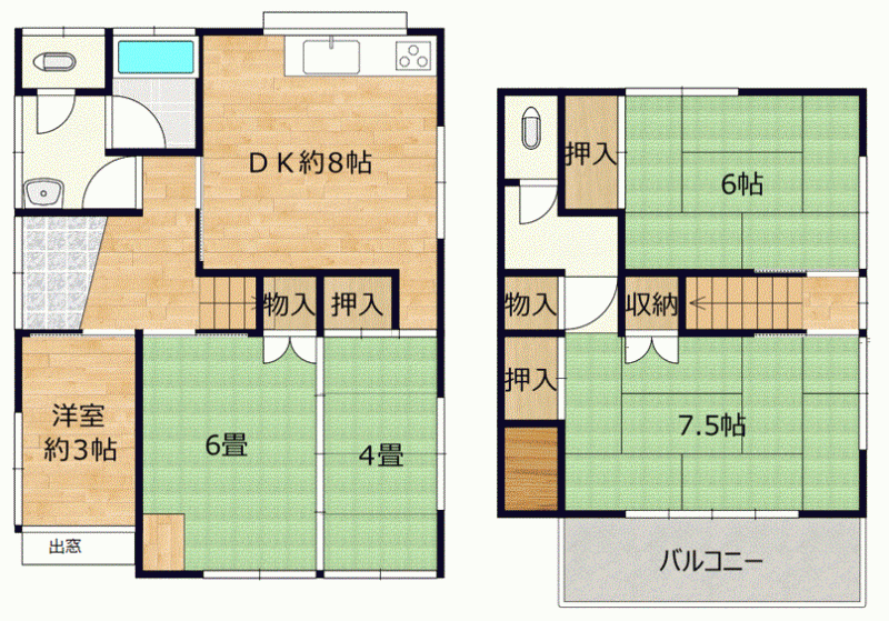 松山市山越 一戸建 【中古住宅】の間取り画像