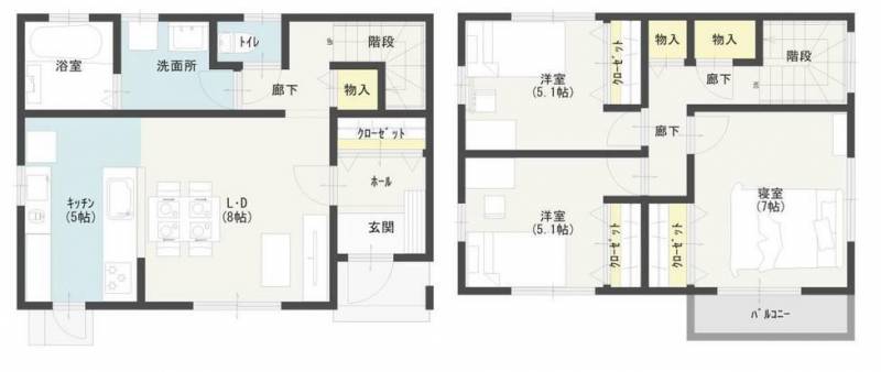 新居浜市郷 一戸建 の間取り画像