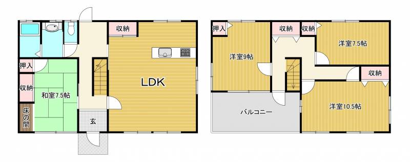 新居浜市西連寺町 一戸建 の間取り画像