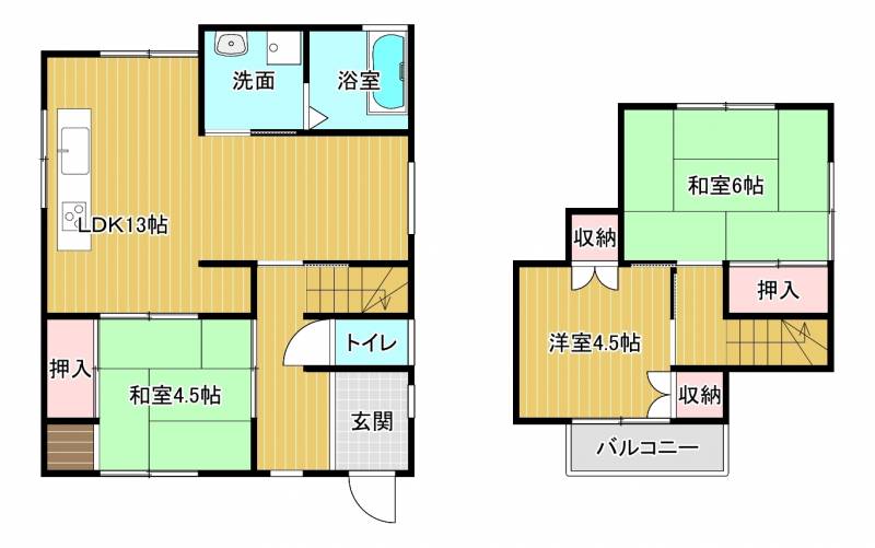 新居浜市北内町 一戸建 の間取り画像