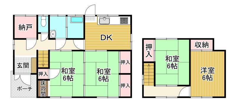 新居浜市萩生 一戸建 の間取り画像