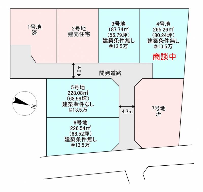 新居浜市高田 ウィンディーストリート高田6号地の区画図