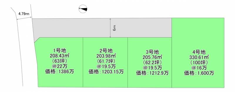 新居浜市田所町 1号地の区画図