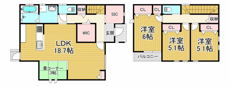 西条市喜多川 一戸建 の間取り画像