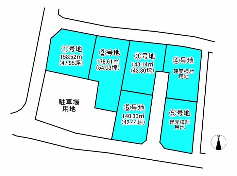 松山市久米窪田町 松山市久米窪田町　６区画分譲地の区画図