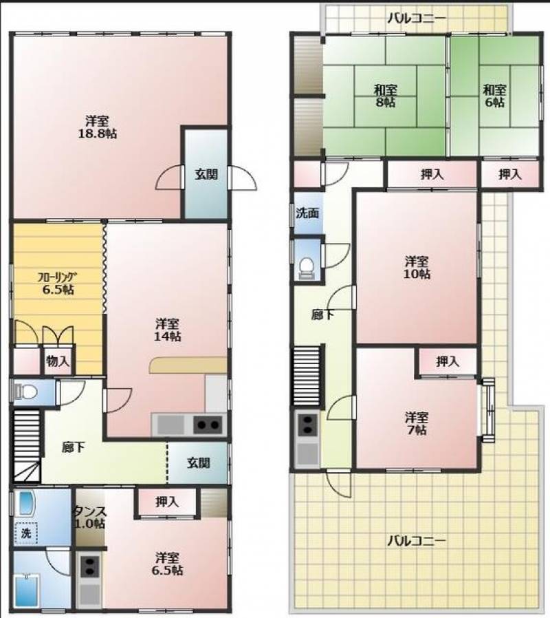 新居浜市東雲町 一戸建 の間取り画像