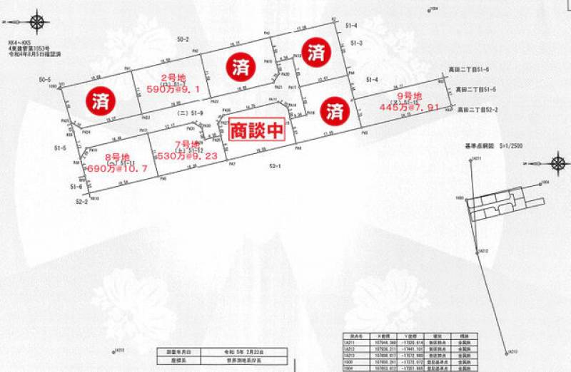 新居浜市田の上  の区画図