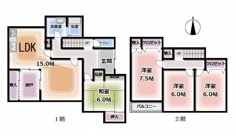 松山市石風呂町 一戸建 の間取り画像