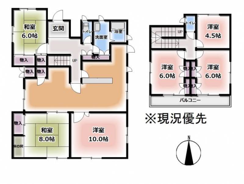 東温市田窪 一戸建 の間取り画像