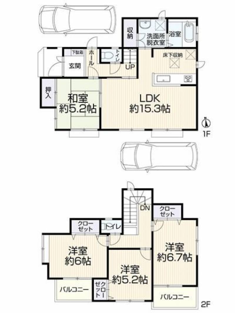 松山市東野 一戸建 の間取り画像