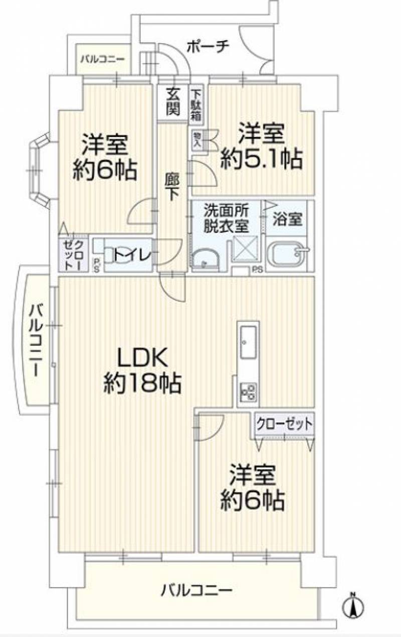 ダイアパレスシャトーヴュー萱町 の間取り画像