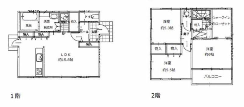 松山市来住町 一戸建 の間取り画像