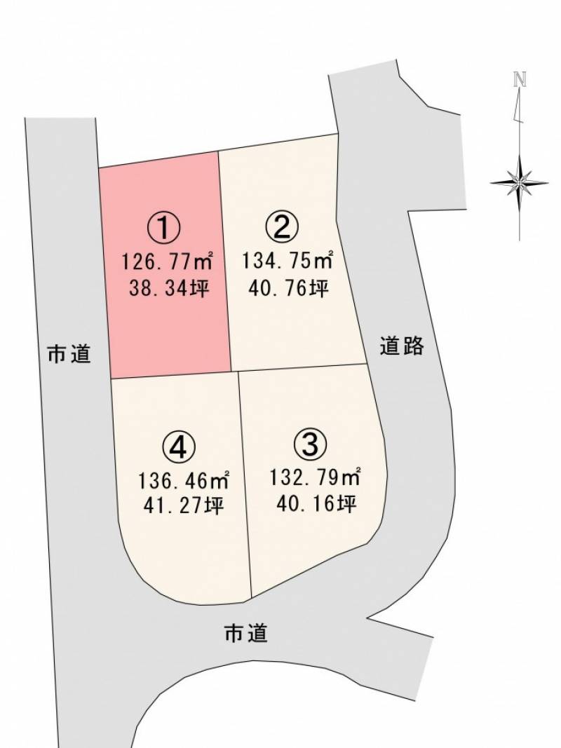 松山市堀江町 ロージュタウン堀江東公園Ⅱ1号地の区画図
