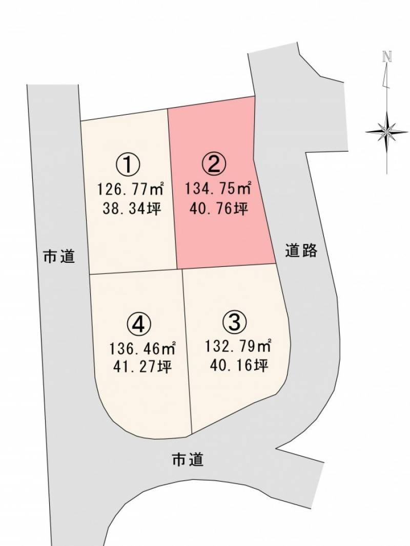 松山市堀江町 ロージュタウン堀江東公園Ⅱ2号地の区画図