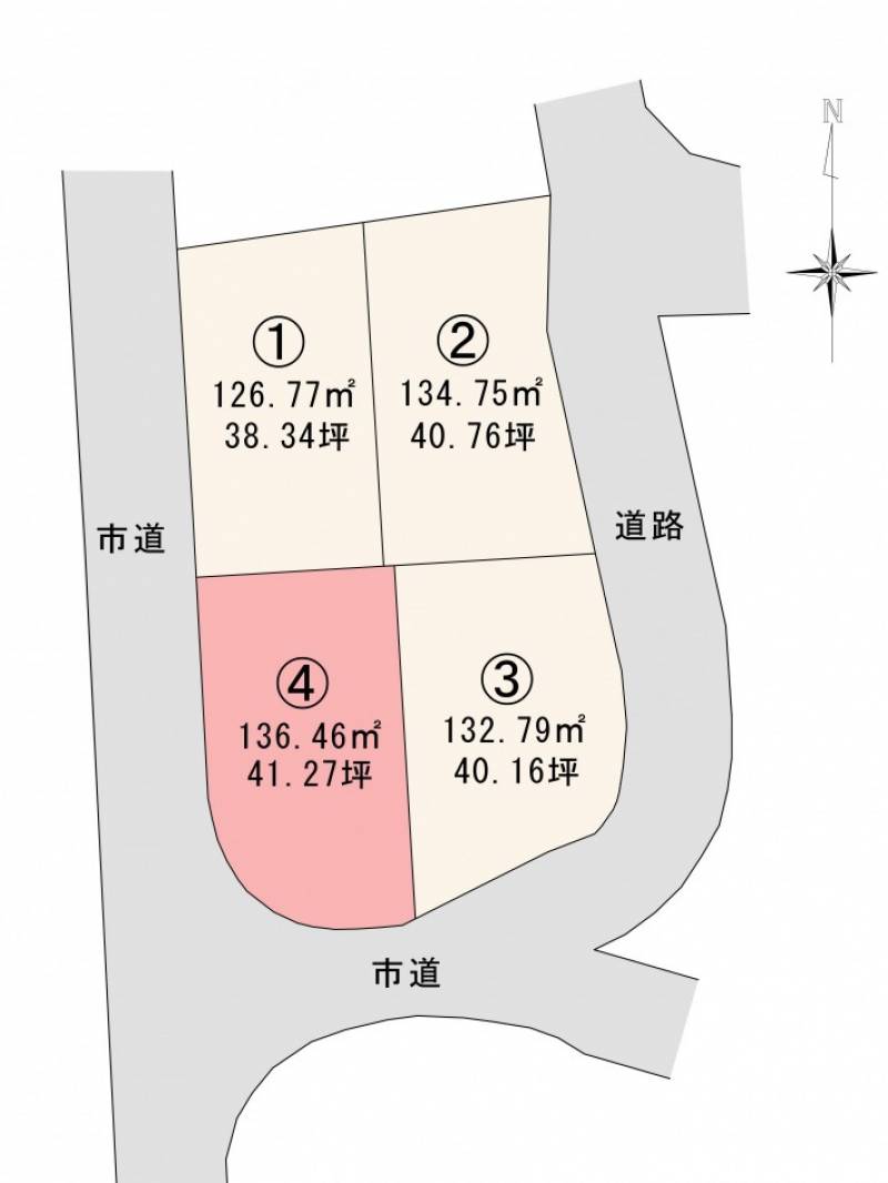 松山市堀江町 ロージュタウン堀江東公園Ⅱ4号地の区画図