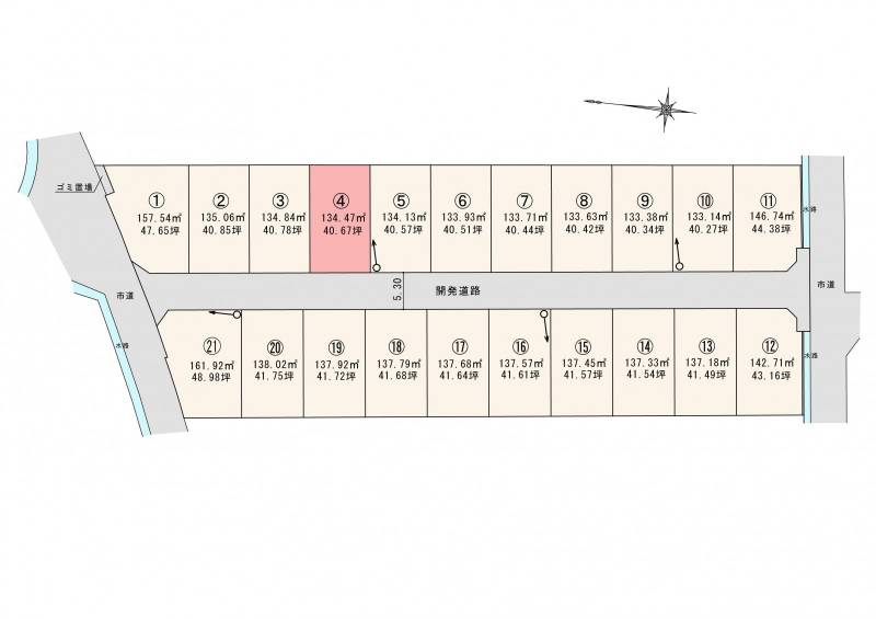 松山市東垣生町 ロージュタウン東垣生Ⅴ4号地の区画図