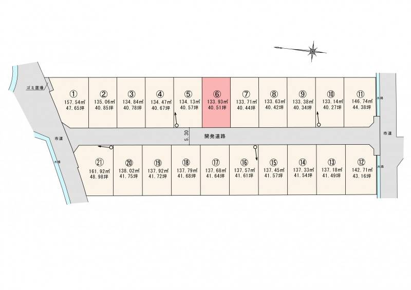 松山市東垣生町 ロージュタウン東垣生Ⅴ6号地の区画図