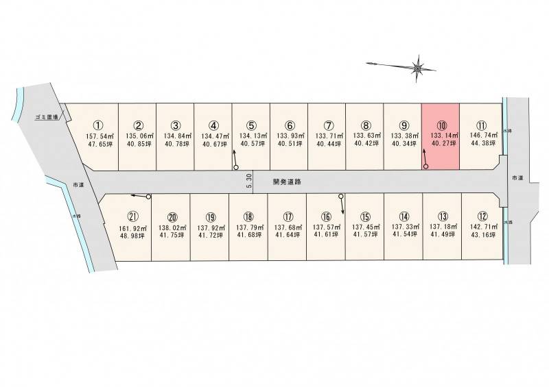 松山市東垣生町 ロージュタウン東垣生Ⅴ10号地の区画図