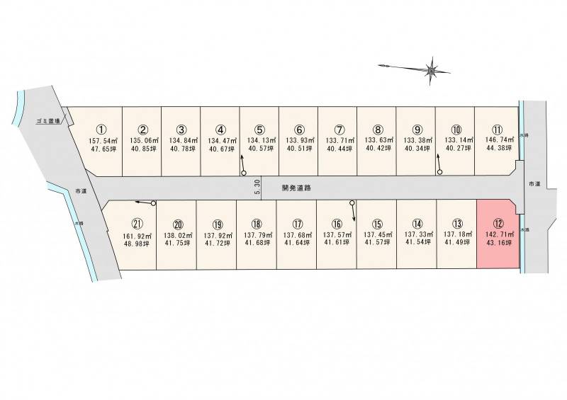 松山市東垣生町 ロージュタウン東垣生Ⅴ12号地の区画図