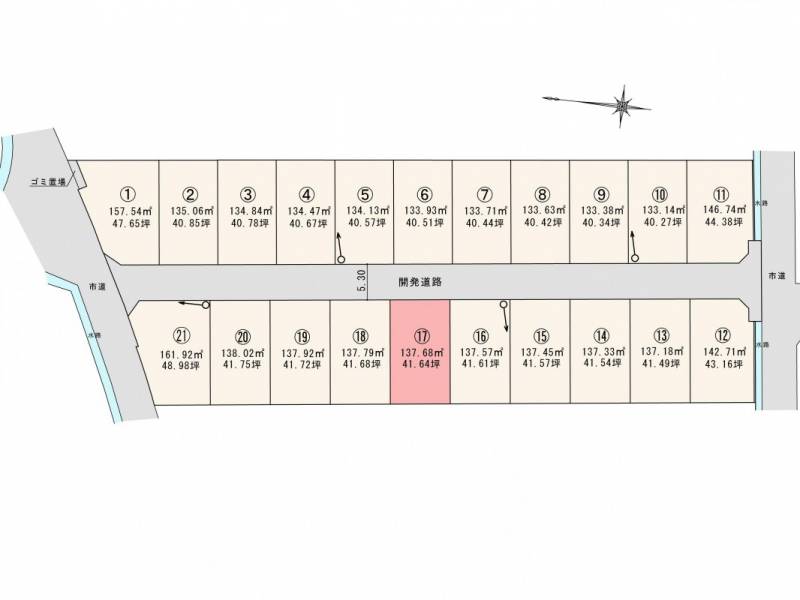 松山市東垣生町 ロージュタウン東垣生Ⅴ17号地の区画図