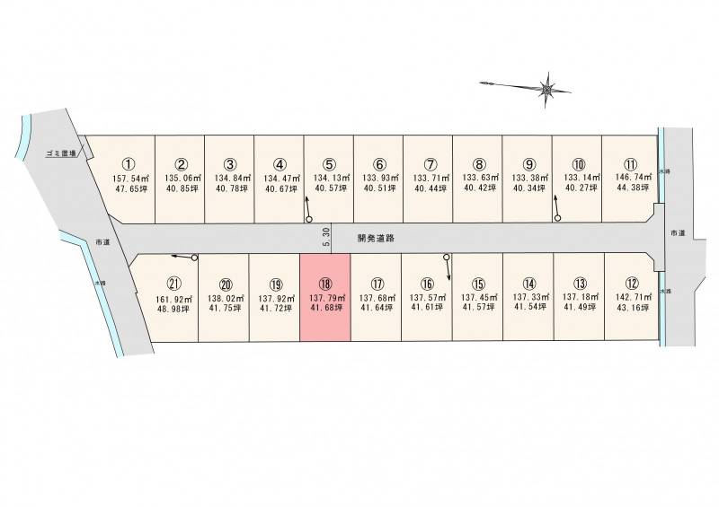 松山市東垣生町 ロージュタウン東垣生Ⅴ18号地の区画図