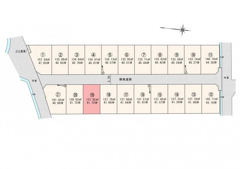 松山市東垣生町 ロージュタウン東垣生Ⅴ19号地の区画図