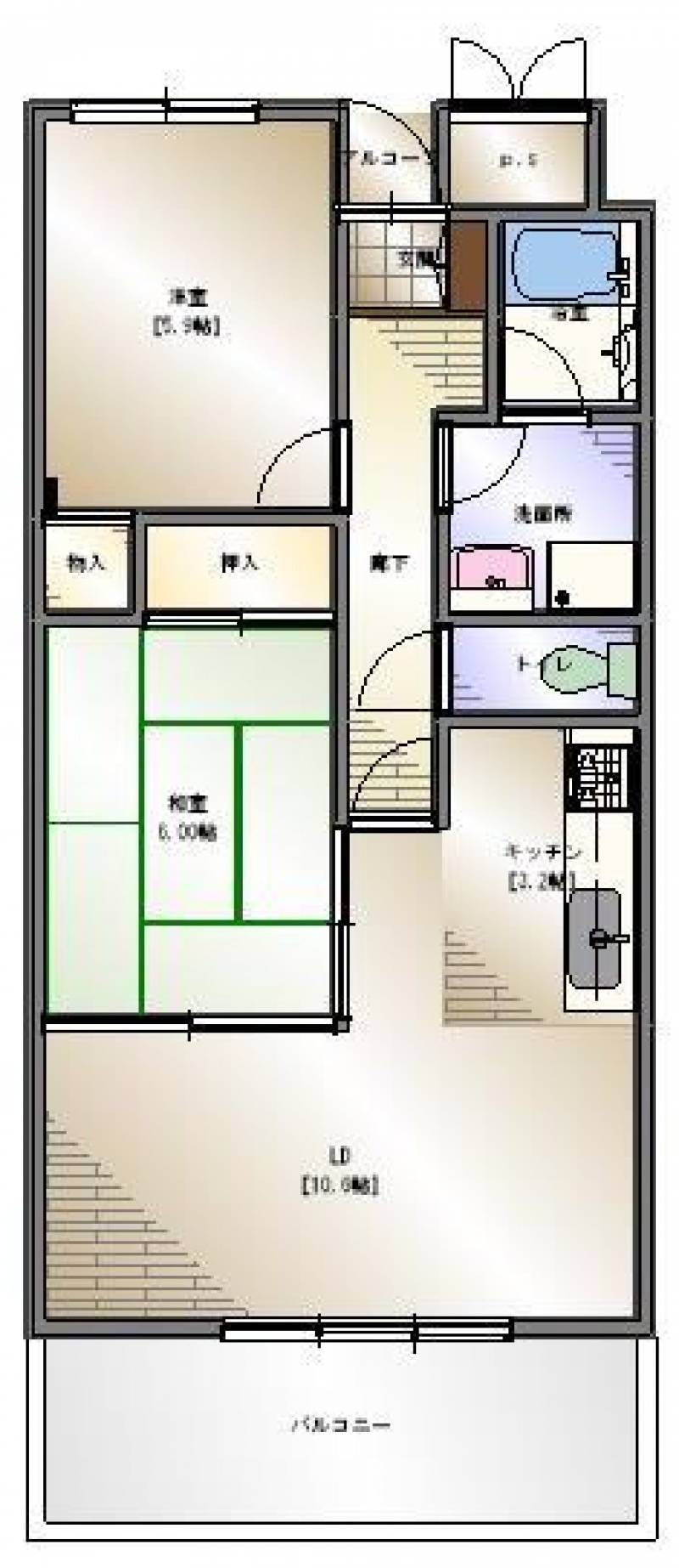 朝日プラザ松山余戸 304の間取り画像